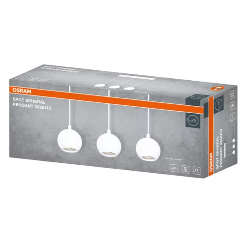 Függeszthető mennyezeti spot reflektor 3x GU10 fehér SPHERAL Osram