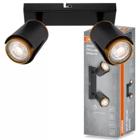   Felületre szerelhető állítható mennyezeti spot reflektor 2x GU10 fekete COLLAR Osram