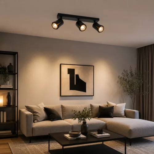 Felületre szerelhető állítható mennyezeti spot reflektor 3x GU10 fekete COLLAR Osram