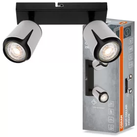   Felületre szerelhető állítható mennyezeti spot reflektor 2x GU10 fehér-fekete COLLAR Osram