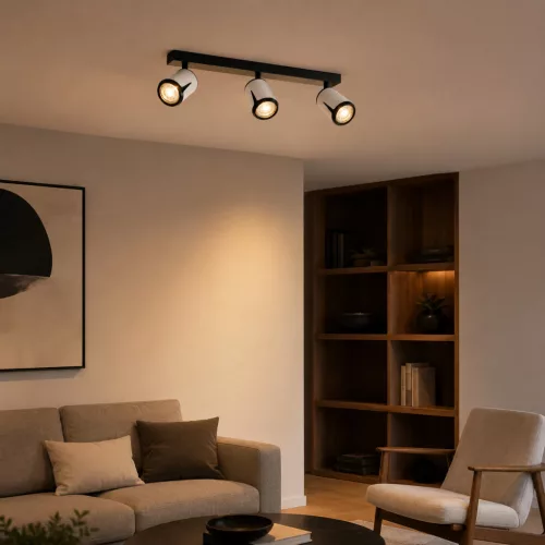Felületre szerelhető állítható mennyezeti spot reflektor 3x GU10 fehér-fekete COLLAR Osram