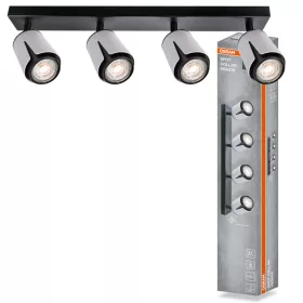   Felületre szerelhető állítható mennyezeti spot reflektor 4x GU10 fehér-fekete COLLAR Osram