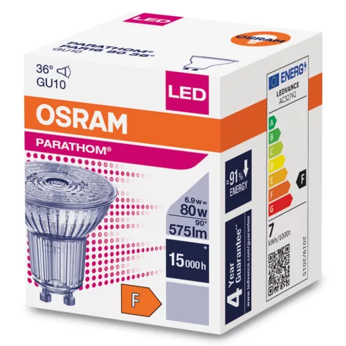 GU10 LED izzó 6.9W = 80W 575lm 3000K meleg 36° OSRAM Parathom