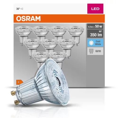 10PAK LED izzó GU10 4.3W = 50W 350lm 4000K Semleges 36° OSRAM