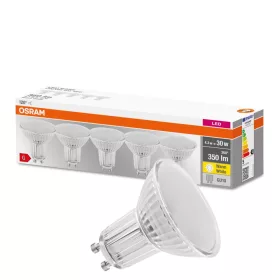   5PAK GU10 LED izzó 4.3W = 50W 350lm 2700K meleg 120° OSRAM alap
