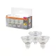 3x LED izzó MR16 reflektor GU5.3 6.5W = 50W 621lm 2700K meleg fehér 12V 36°-os foglalat Osram