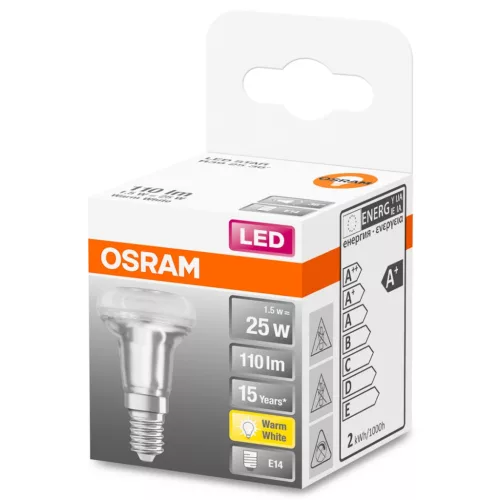 E14 R39 LED izzó 1,5W = 25W 110lm 2700K meleg OSRAM Parathom