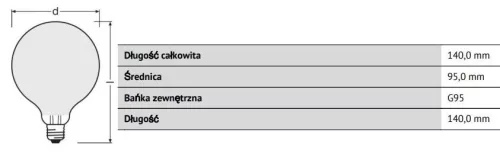 E27 G95 LED izzó 11.5W = 100W 1521lm 2700K 300° OSRAM