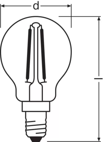 LED izzó P45 gömb alakú E14 2,5W = 25W 250lm 2700K Meleg 300° Retrofit Filament CLASSIC Osram