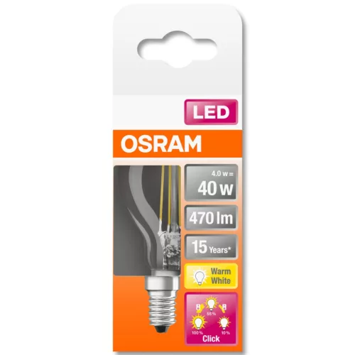E14 P45 LED izzó 4W = 40W 470lm 2700K izzószál OSRAM Star 3-STEP