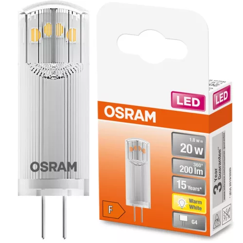 LED G4 KAPSZULA izzó 1,8W = 20W 200lm 2700K Meleg 300° OSRAM Star