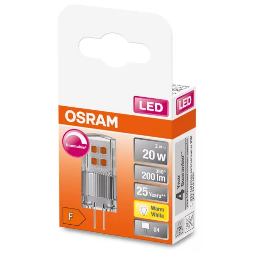 G4 CAPSULE LED izzó 2W = 20W 200lm 2700K 320° OSRAM Star szabályozható
