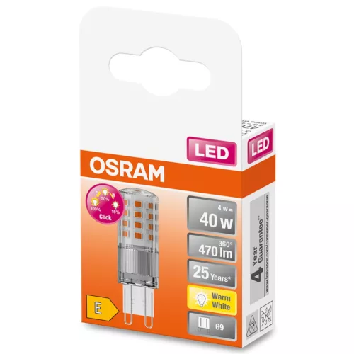 G9 LED izzó KAPSZULA 4W = 40W 470lm 2700K  300° OSRAM STAR szabályozható 3 LÉPÉS