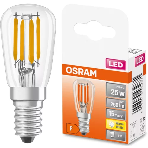 LED izzó E14 T26 2.8W = 25W 250lm 2700K 320° OSRAM STAR izzószál