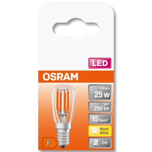 LED izzó E14 T26 2.8W = 25W 250lm 2700K 320° OSRAM STAR izzószál