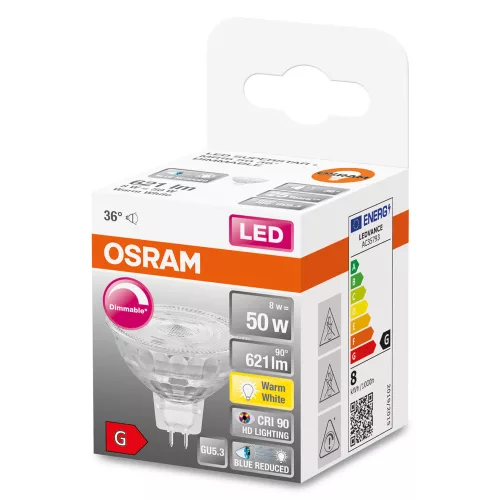 LED izzó GU5.3 MR16 8W = 50W 670lm 2700K  36° CRI90 12V OSRAM SUPERSTAR+ szabályozható
