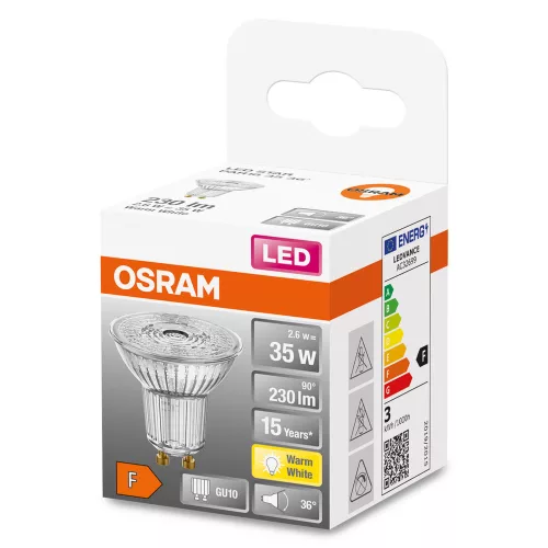 GU10 LED izzó 2.6W = 35W 230lm 2700K meleg 36° OSRAM STAR
