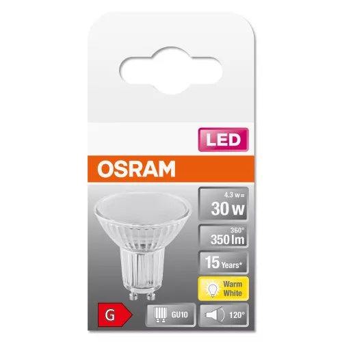GU10 LED izzó 4.3W = 50W 350lm 2700K  120° OSRAM STAR