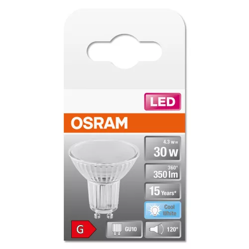 GU10 LED izzó 4.3W = 50W 350lm 4000K Semleges 120° OSRAM STAR