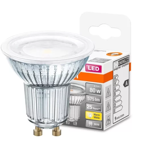 GU10 LED izzó 8.3W = 80W 575lm 2700K 120°-ban szabályozható OSRAM SUPER STAR