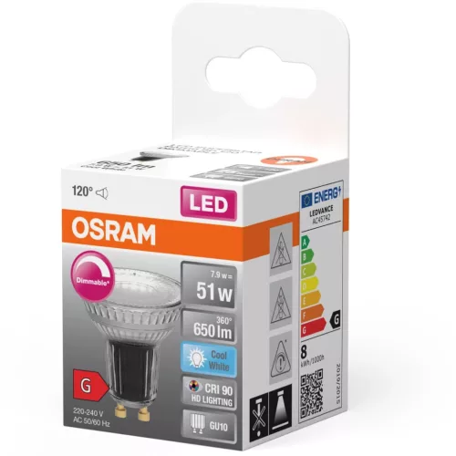 GU10 LED izzó 8.3W = 80W 575lm 4000K Semleges 120°-ban szabályozható OSRAM SUPER STAR