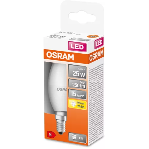 LED izzó E14 B35 3.3W = 25W 250lm 2700K Meleg 200° OSRAM STAR