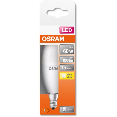 LED izzó E14 B35 7.5W = 60W 806lm 2700K  220° OSRAM STAR