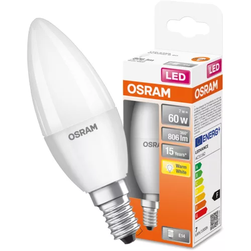 LED izzó E14 B35 7.5W = 60W 806lm 2700K  220° OSRAM STAR