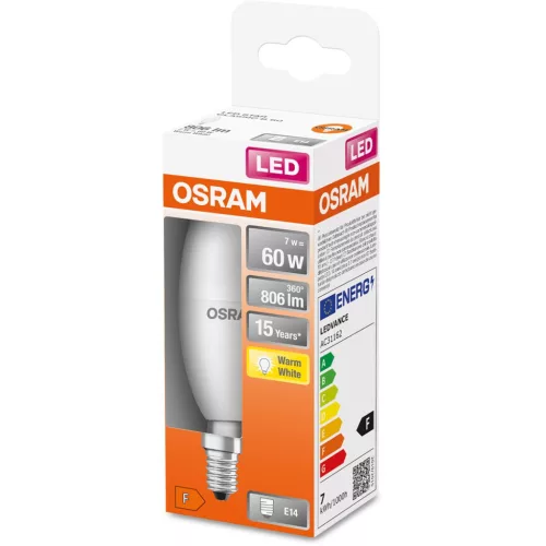 LED izzó E14 B35 7.5W = 60W 806lm 2700K  220° OSRAM STAR