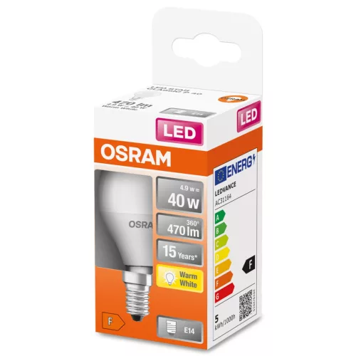 E14 P45 LED izzó 4.9W = 40W 470lm 2700K 200° OSRAM STAR