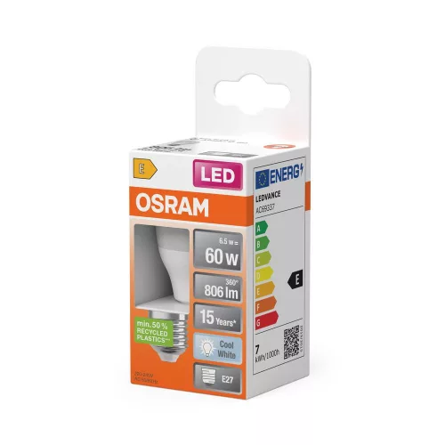 LED izzó P45 gömb alakú E27 6,5 W = 60 W 806 lm 4000 K semleges 150° STAR CLASSIC Osram