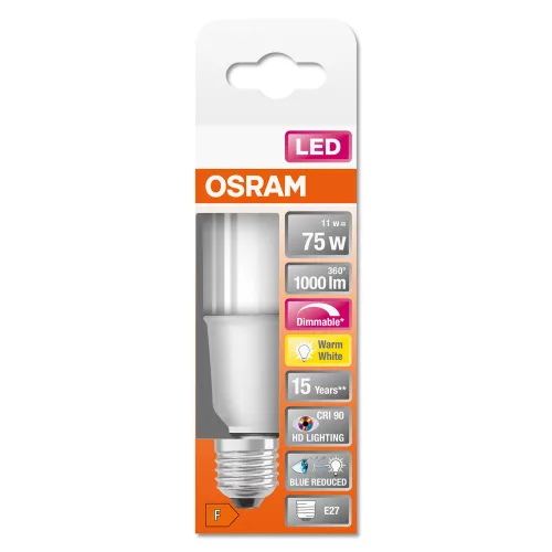 E27 LED izzó 11W = 75W 1000lm 2700K 200° CRI90 OSRAM SUPERSTAR+ STICK szabályozható