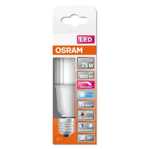 E27 LED izzó 11W = 75W 1050lm 4000K Semleges 200° CRI90 OSRAM SUPERSTAR+ STICK szabályozható