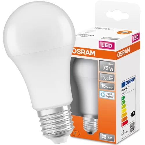 E27 A75 LED izzó 10W = 75W 1055lm 6500K Hideg 200° OSRAM STAR
