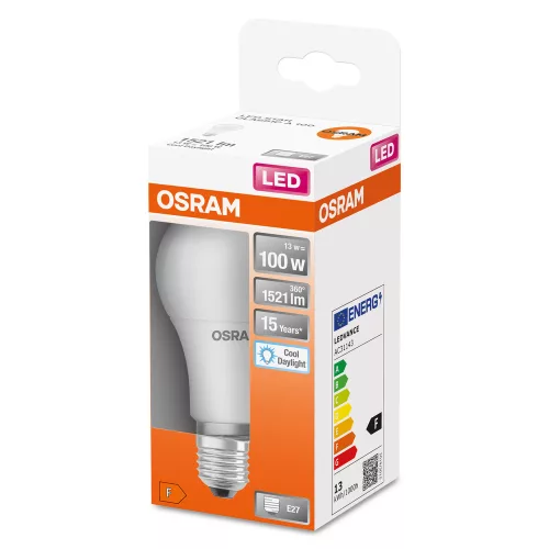 LED izzó E27 A60 13W = 100W 1521lm 6500K Hideg 180° OSRAM STAR