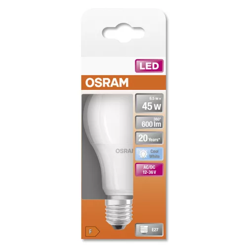E27 A45 LED izzó 6.5W = 45W 600lm 170° 12V-36V 4000K Semleges STAR CLASSIC OSRAM