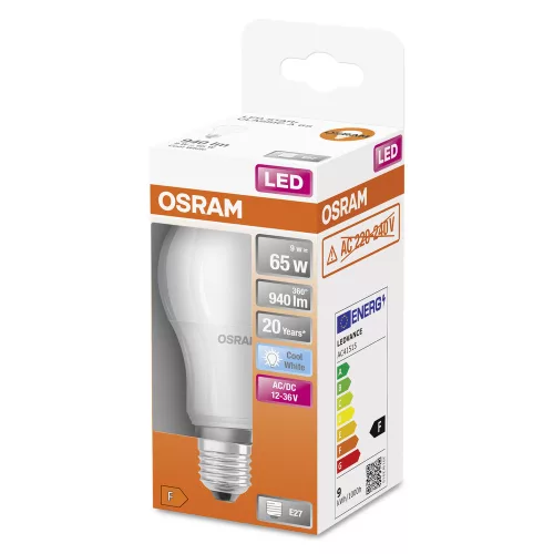 E27 A65 LED izzó 9W = 65W 940lm 200° 12V-36V 4000K Semleges STAR CLASSIC OSRAM