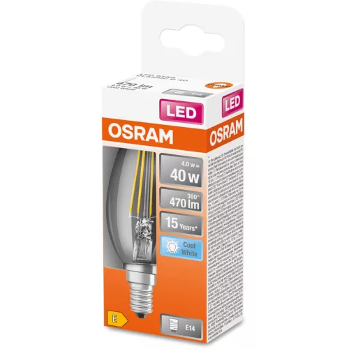 E14 B35 CL LED izzó 4W = 40W 470lm 4000K Semleges 300° OSRAM STAR izzószál