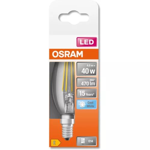 E14 B35 CL LED izzó 4W = 40W 470lm 4000K Semleges 300° OSRAM STAR izzószál