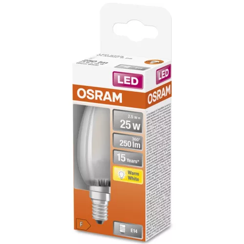 LED izzó E14 B35 2.5W = 25W 250lm 2700K 300° OSRAM STAR izzószál