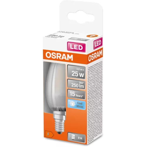 LED izzó E14 B35 2.5W = 25W 250lm 4000K Semleges 300° OSRAM STAR izzószál