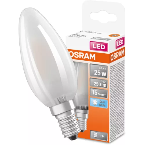 LED izzó E14 B35 2.5W = 25W 250lm 4000K Semleges 300° OSRAM STAR izzószál