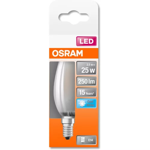 LED izzó E14 B35 2.5W = 25W 250lm 4000K Semleges 300° OSRAM STAR izzószál