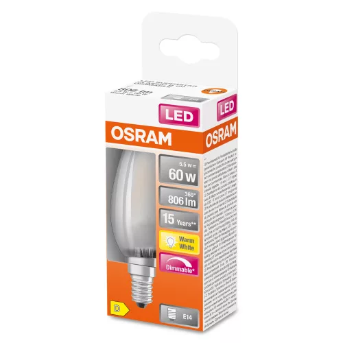 E14 B35 LED izzó 3.4W = 40W 470lm 4000K Semleges 300° CRI90 Izzószál OSRAM SUPERSTAR+ szabályozható