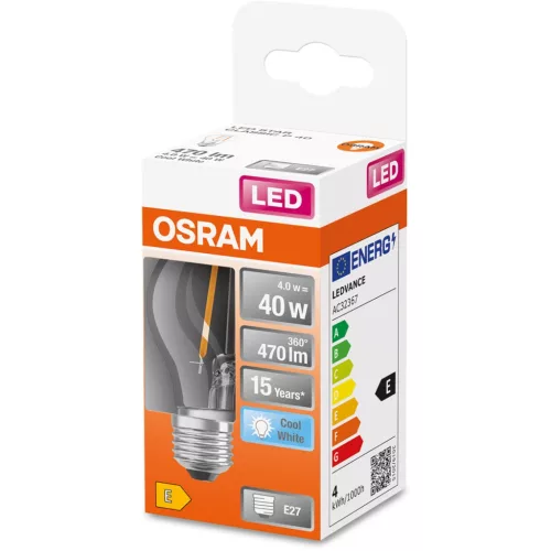 E27 P45 CL LED izzó 4W = 40W 470lm 4000K Semleges 300° OSRAM STAR izzószál