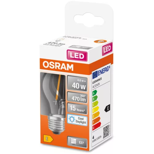 E27 P45 CL LED izzó 4W = 40W 470lm 6500K Hideg 300° OSRAM STAR izzószál