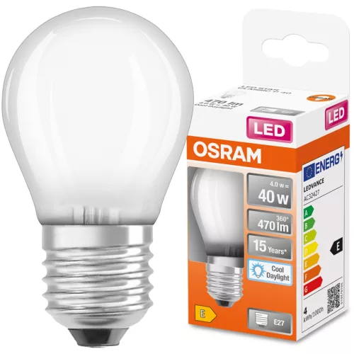 E27 P45 LED izzó 4W = 40W 470lm 6500K hideg 300° OSRAM STAR izzószál
