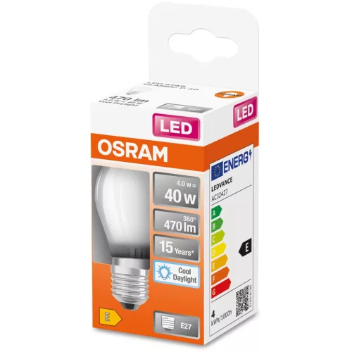 E27 P45 LED izzó 4W = 40W 470lm 6500K hideg 300° OSRAM STAR izzószál