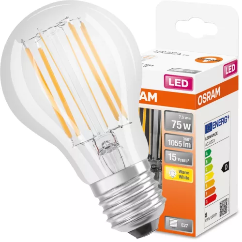 LED izzó E27 A60 7.5W = 75W 1055lm 2700K 300° OSRAM STAR izzószál