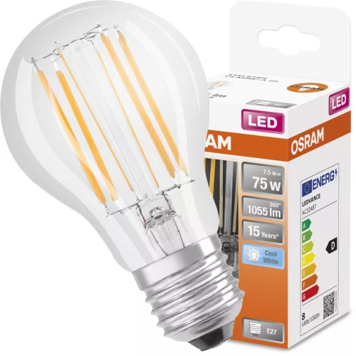 E27 A60 LED izzó 7.5W = 75W 1055lm 4000K Semleges 300° OSRAM STAR izzószál